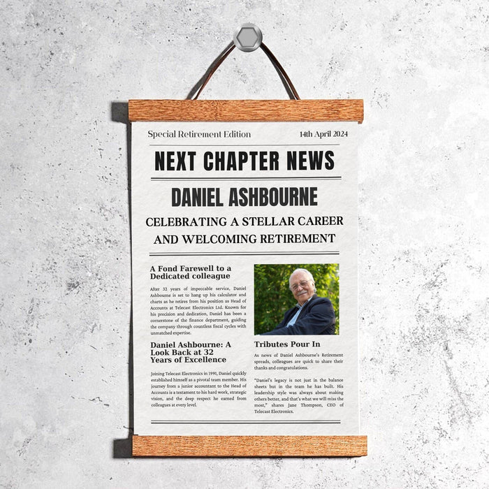 Personalised Metal Retirement Announcement Newspaper Print