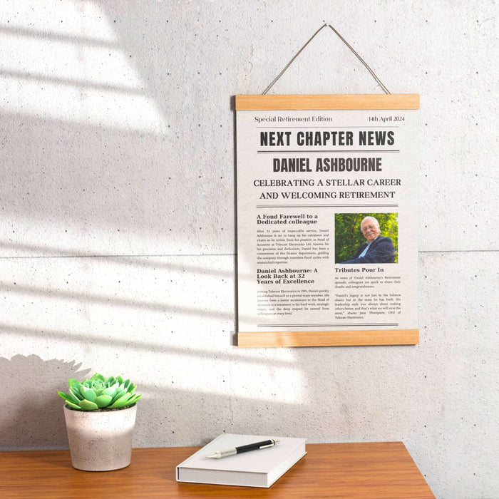 Personalised Metal Retirement Announcement Newspaper Print