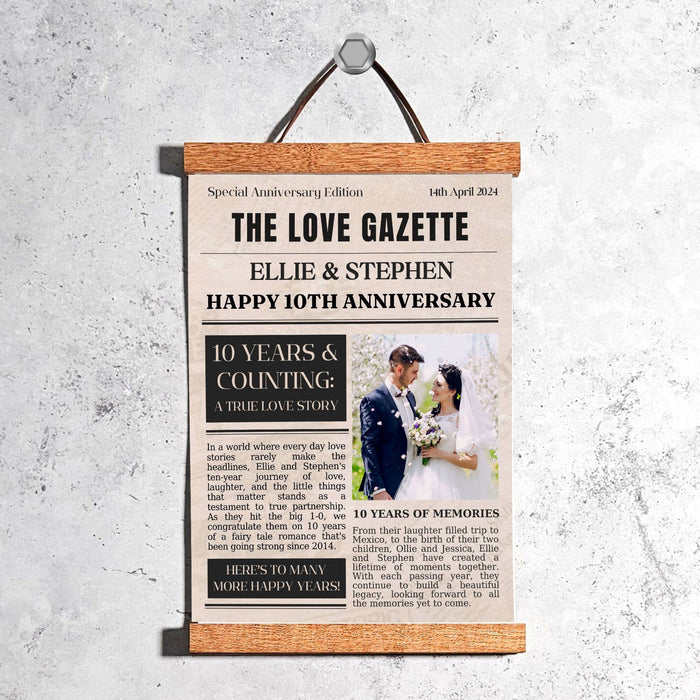 Personalised Metal Wedding Anniversary Newspaper Print