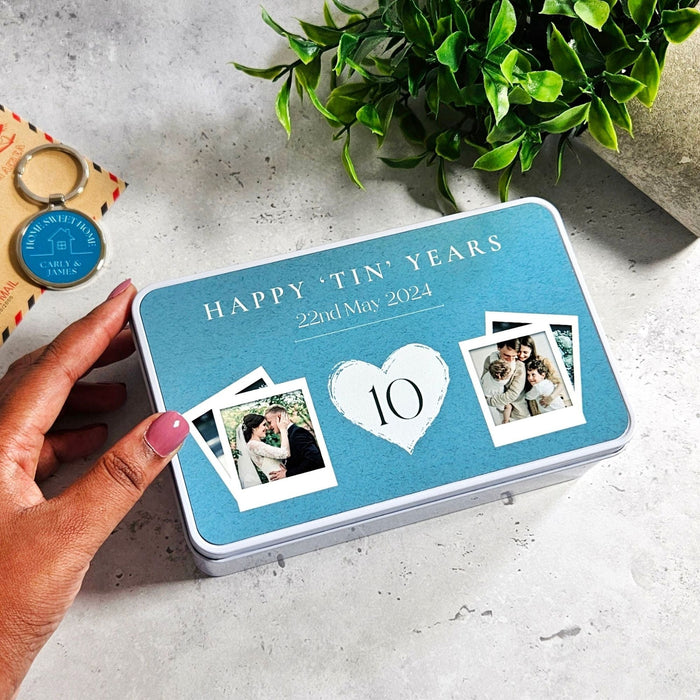 Personalised Photo 10th Anniversary Keepsake Tin