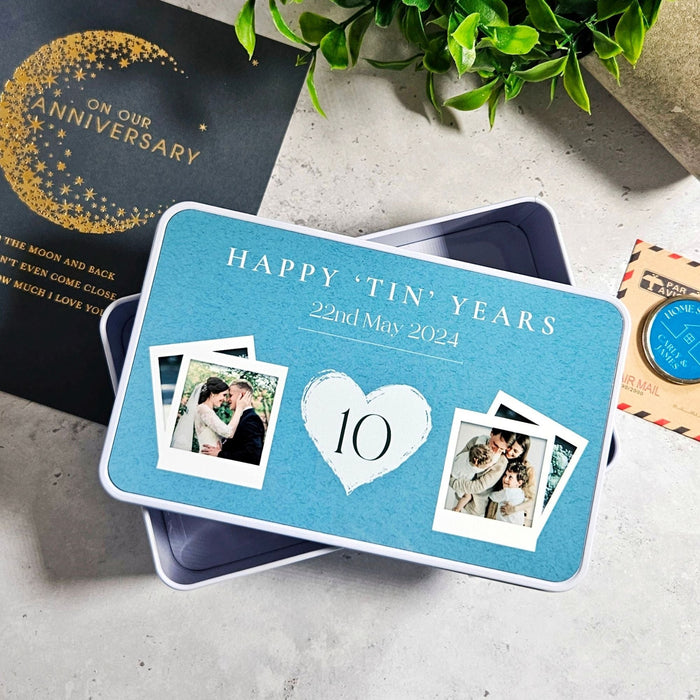 Personalised Photo 10th Anniversary Keepsake Tin