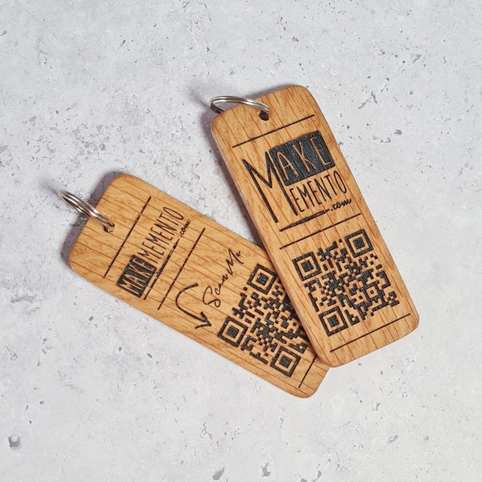 Personalised QR Code Keyring I Wooden Scanable Website Keyring I Custom QR Code Keychain