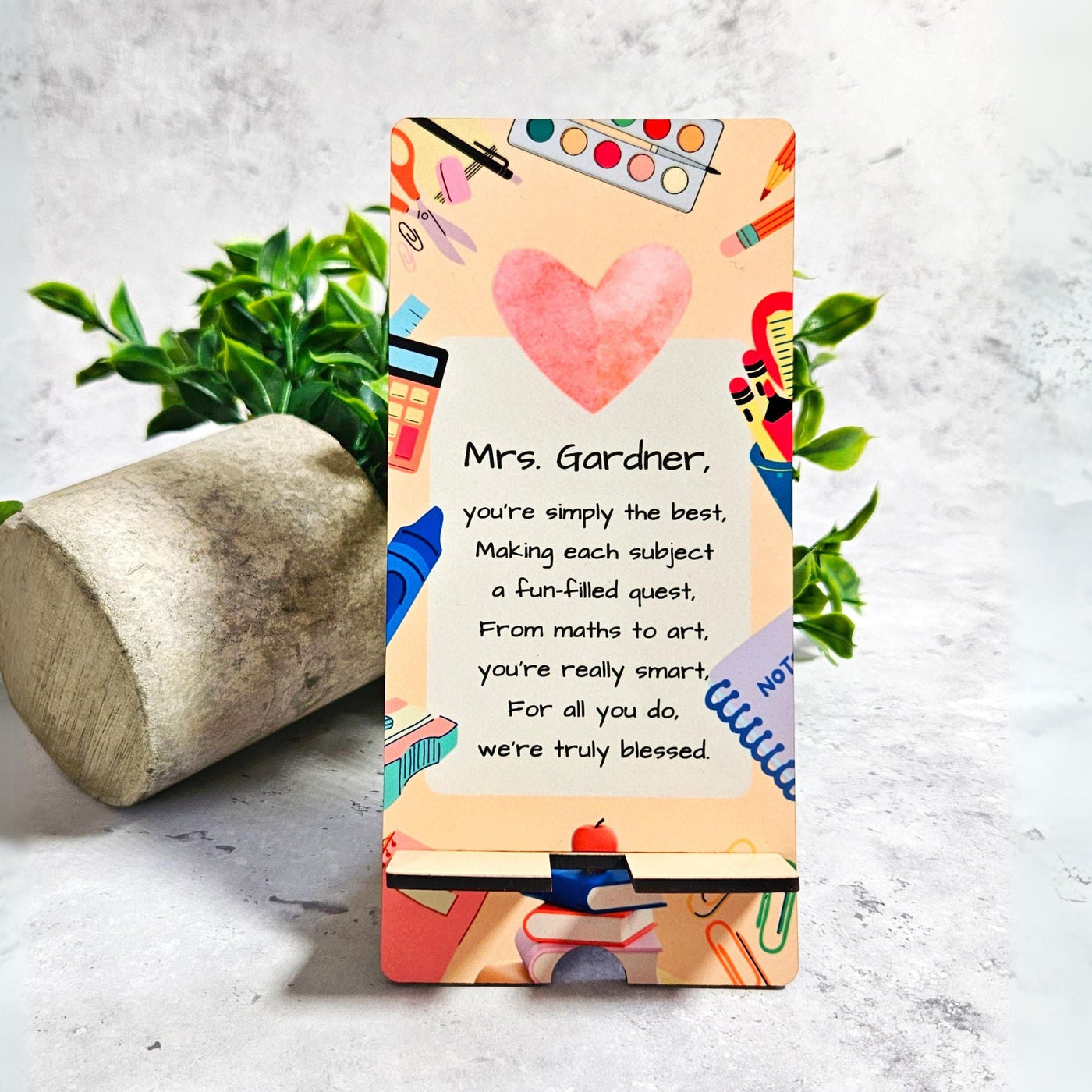 Personalised Teacher Appreciation T Phone Stand Thank You Poem Gi — Make Memento