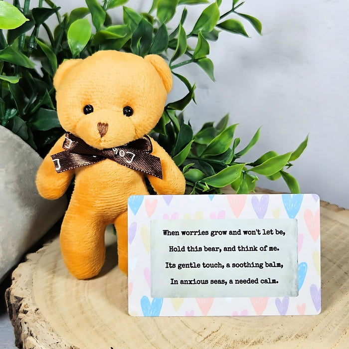 Pocket Comfort Bear and Wallet Card Poem - Anxiety Stress Relief Gift