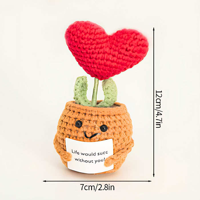 Positive Vibes Mini Crochet Plant: Succulent Love Heart