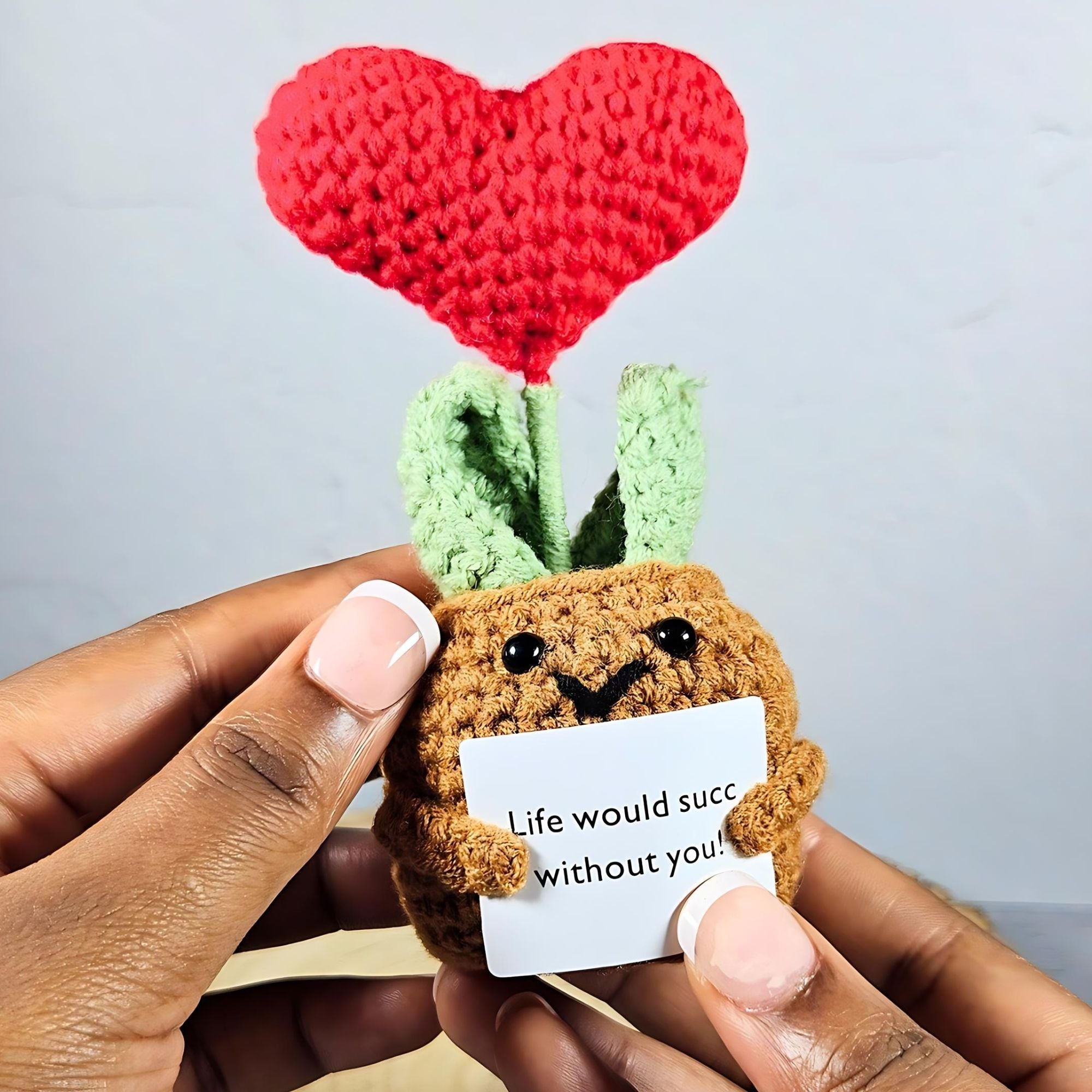 Positive Vibes Mini Crochet Plant: Succulent Love Heart