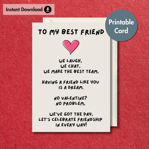 Printable Best Friend Valentine's Poem Card | Instant Download