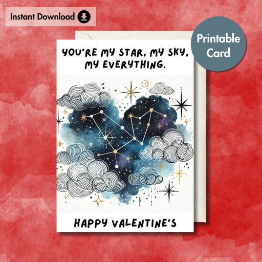 Printable Constellation Starry Sky Valentine's Card | Instant Download