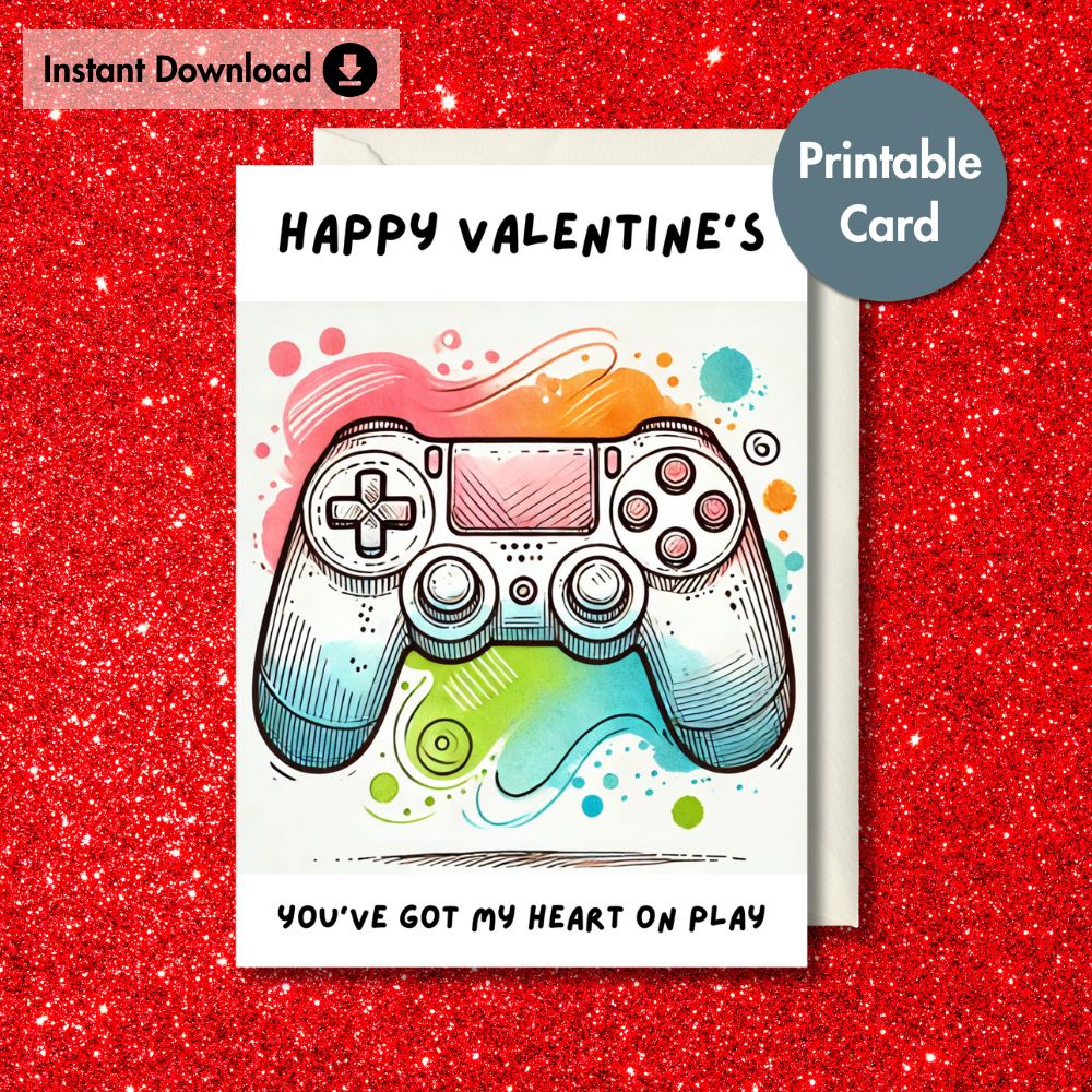 Printable Gamer Valentine's Card | Instant Download