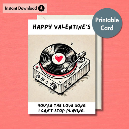 Retro Vinyl Printable Valentine’s Card | Instant Download