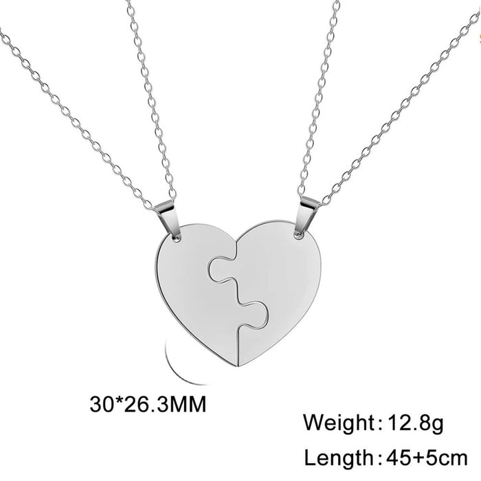 Split Love Heart Puzzles Necklace (2 Pieces)