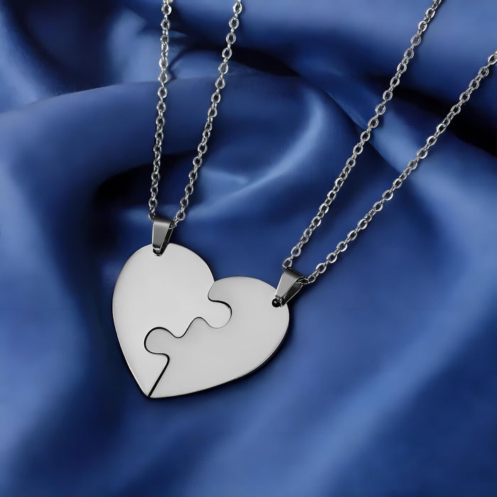 Split Love Heart Puzzles Necklace (2 Pieces)