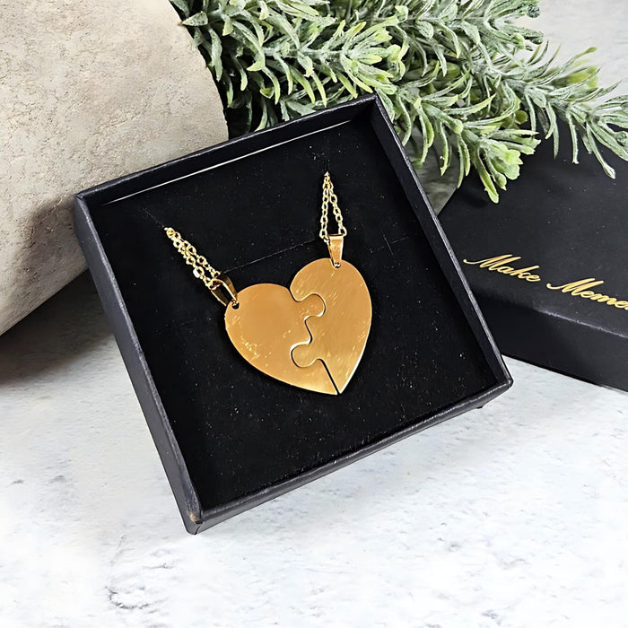 Split Love Heart Puzzles Necklace (2 Pieces)