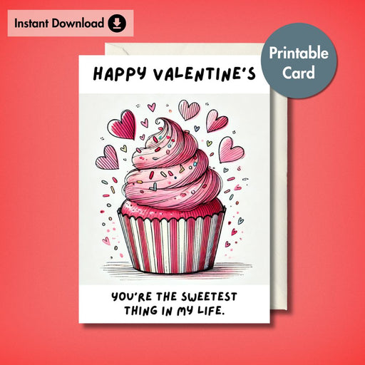 Sweet Cupcake Printable Valentine's Card | Instant Download