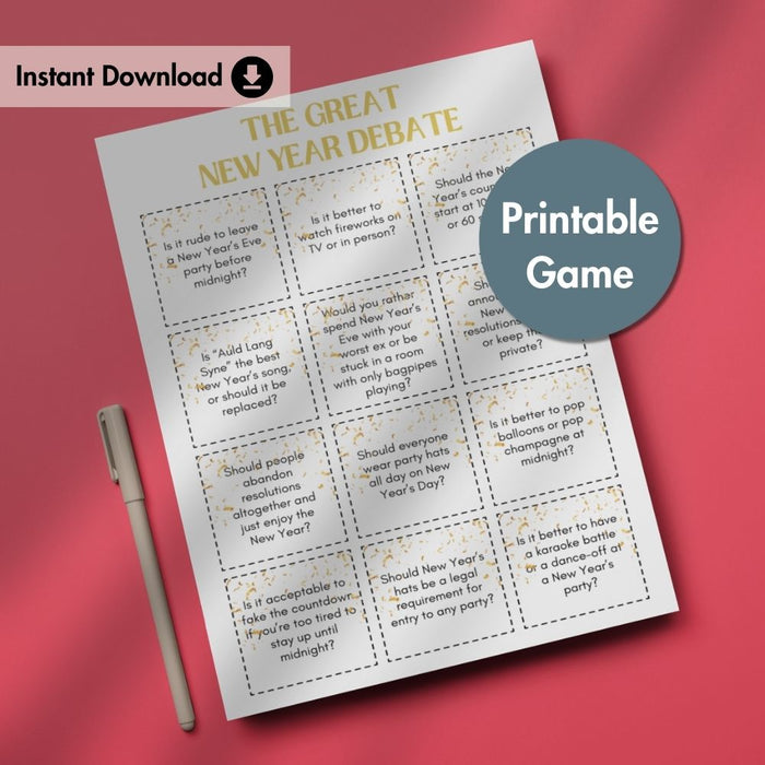 The Great New Year Debate Game – Instant Download Printable