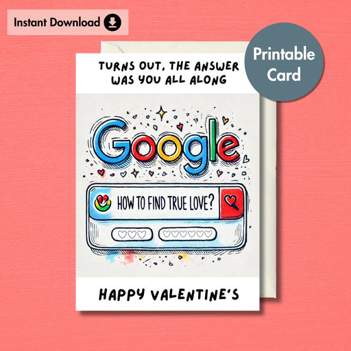 True Love Google Search Printable Valentine's Card | Instant Download