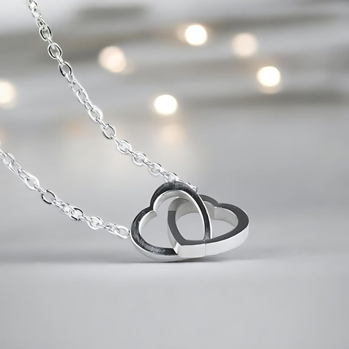 Two Entwined Hearts Pendant Necklace