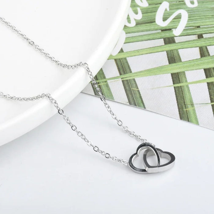 Two Entwined Hearts Pendant Necklace