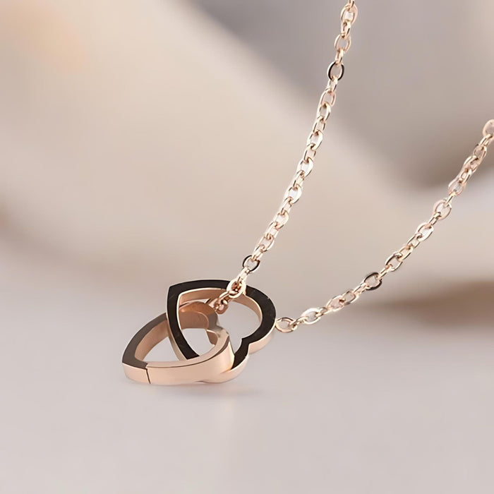 Two Entwined Hearts Pendant Necklace