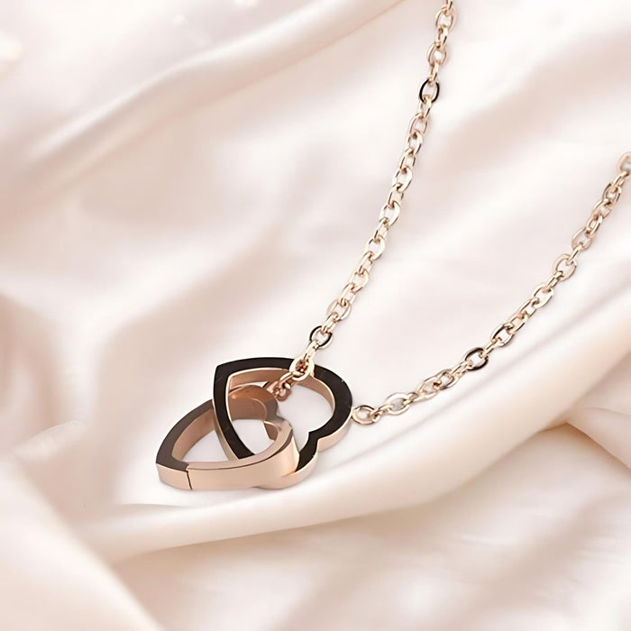 Two Entwined Hearts Pendant Necklace