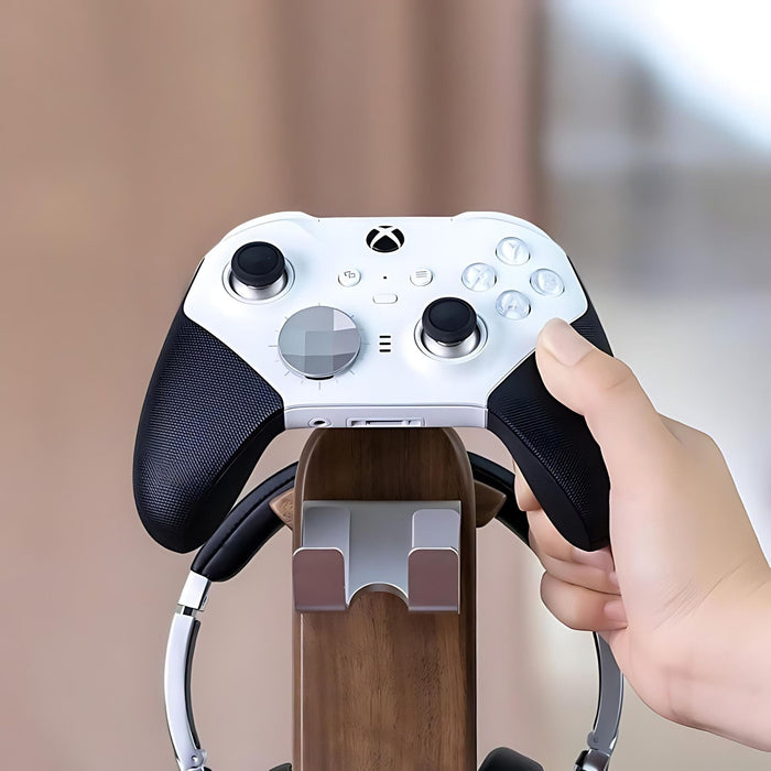 Walnut Wood Gamer Controller Rack and Headphone Holder