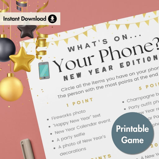 What's On Your Phone: New Year Edition Game – Instant Download Printable