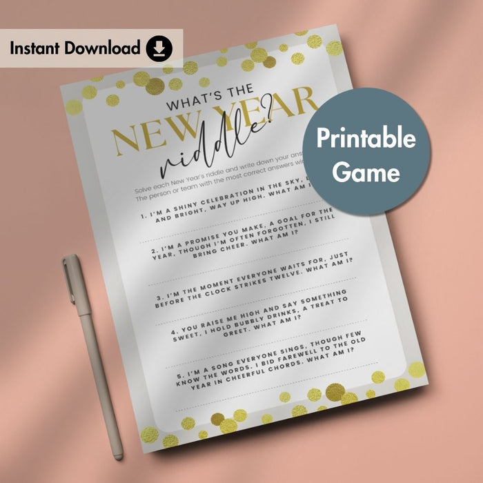 What’s the New Year Riddle? Printable Activity Sheet Game