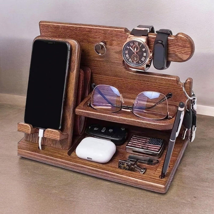 Wooden Desktop Docking Station & Organiser