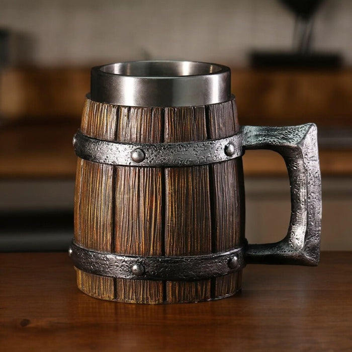 Wooden Viking Tankard Mug