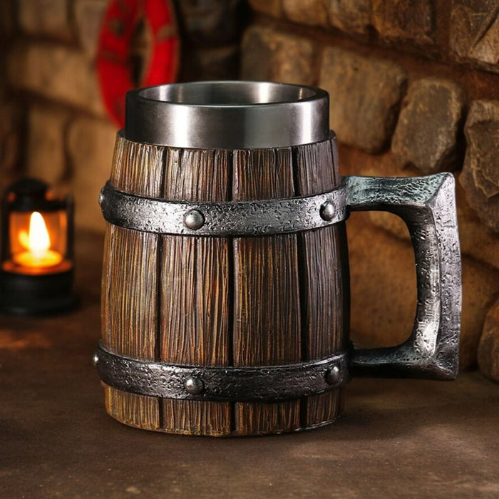 Wooden Viking Tankard Mug