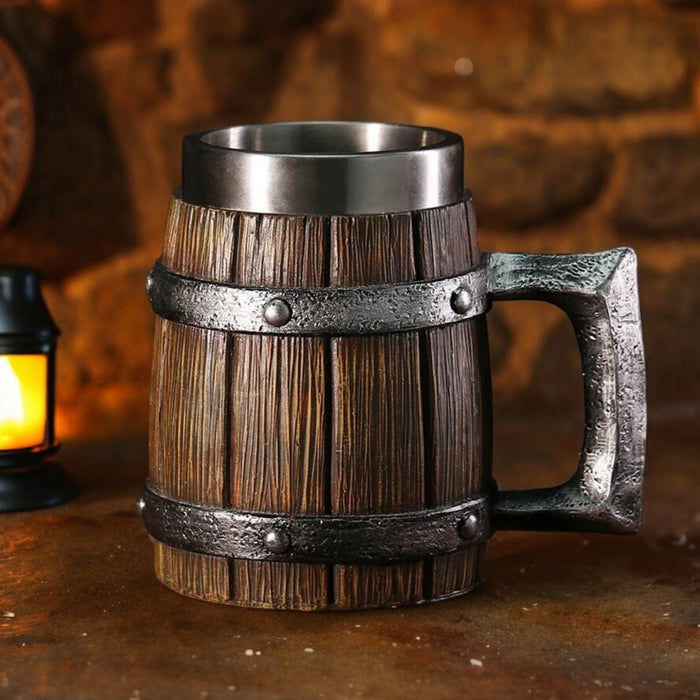 Wooden Viking Tankard Mug