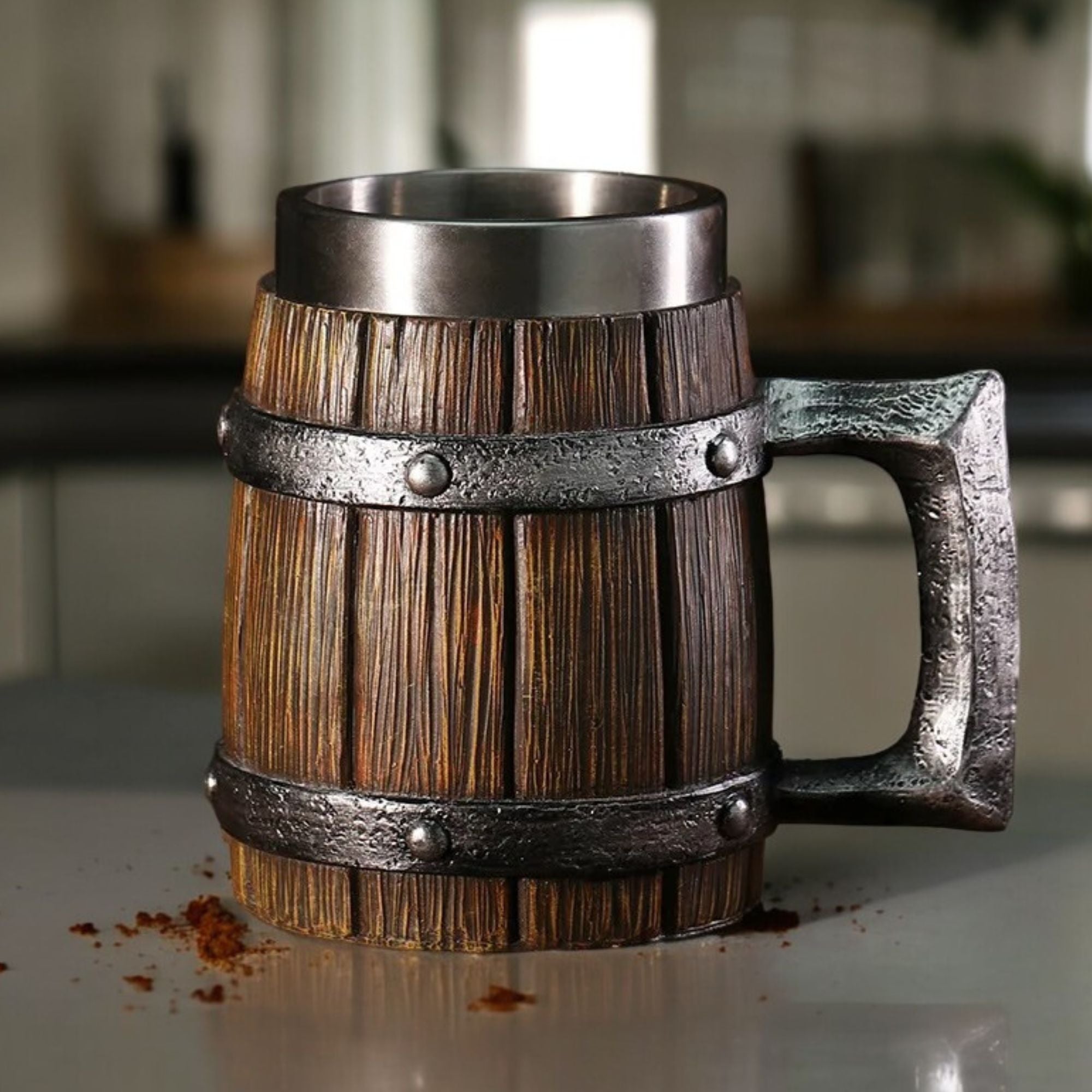 Wooden Viking Tankard Mug