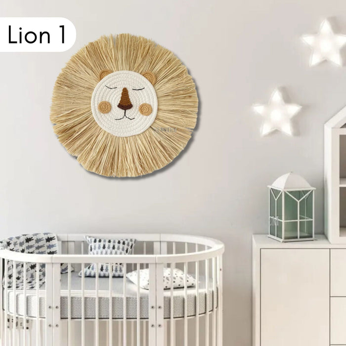 Woven Lion Wall Hanging - Animal Nursery Decor