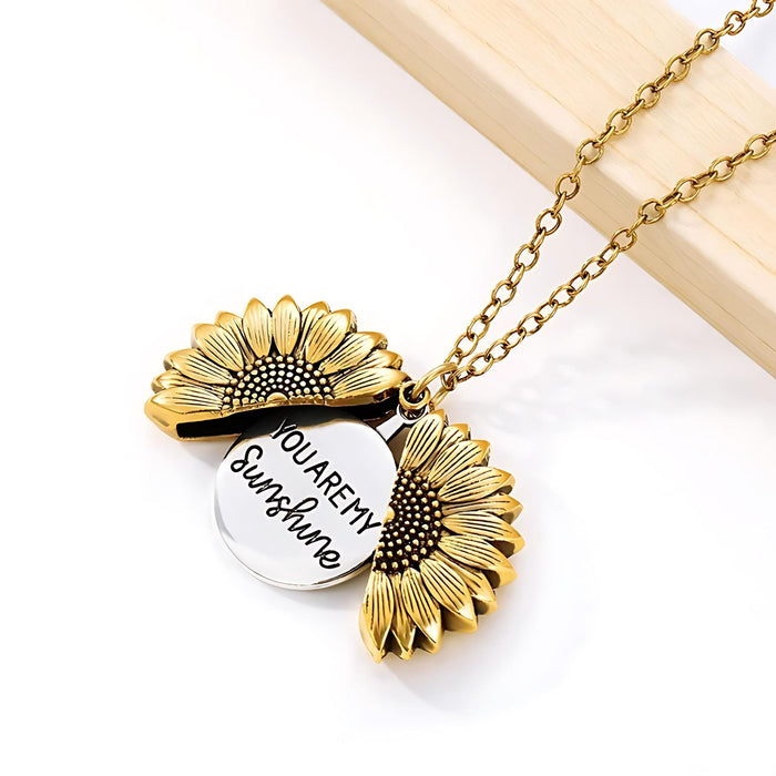 You Are My Sunshine Sunflower Pendant Necklace