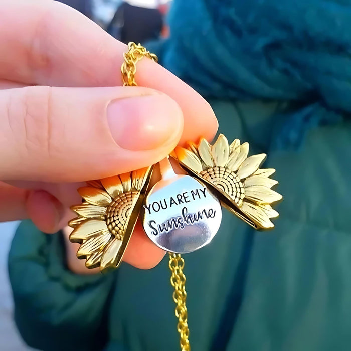 You Are My Sunshine Sunflower Pendant Necklace