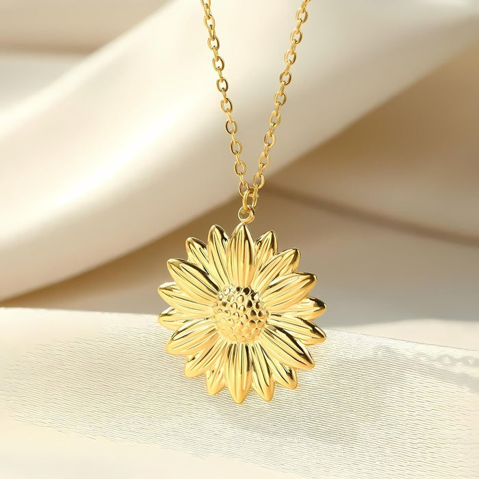 You Are My Sunshine Sunflower Pendant Necklace