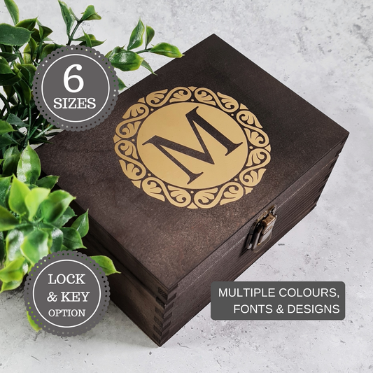 21st Birthday Memory Box I 21st 18th Birthday Gift for Her Him I Wooden Monogram Box With Lock