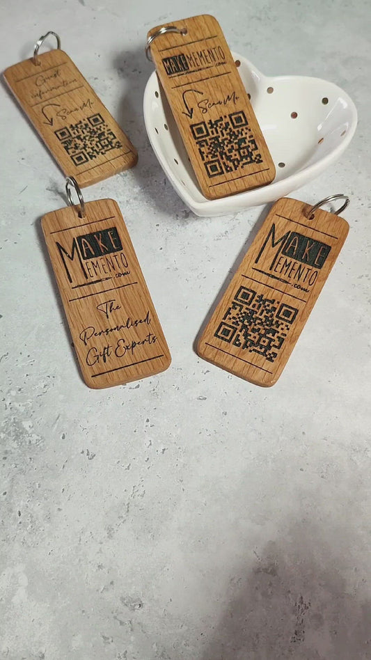 Personalised Social Media QR Code Keyring I Wooden Scanable Website Keyring I Business QR Code Keychain