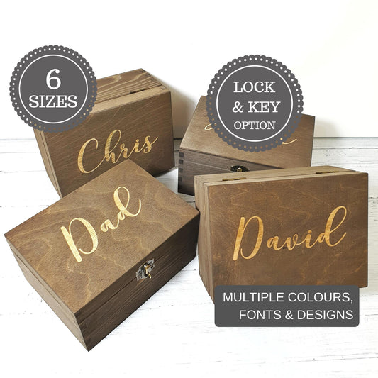 40th Birthday Gift for Him I Personalised Wooden Keepsake Box Present