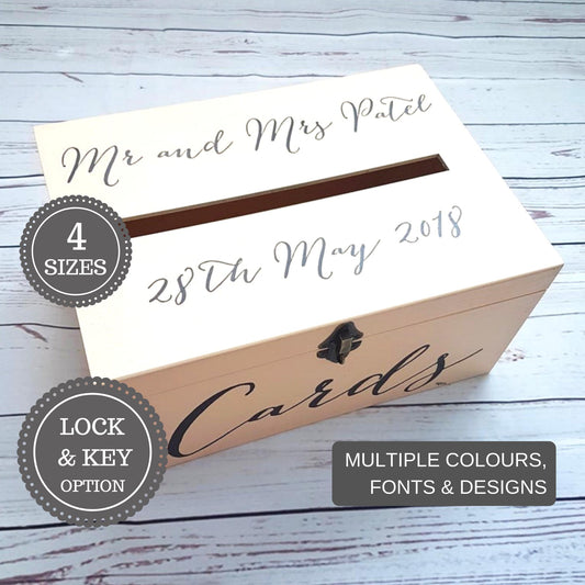 Cream Wedding Card Box l Personalised Wedding Post Box l Wedding Reception Decor l Wooden Guest Card Box