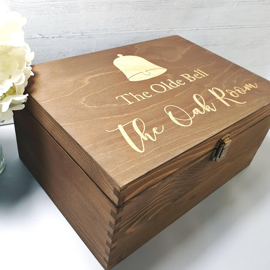 Custom Business Logo Box l Personalised Engraved Wood Branded Box I Client Gift Box I Wedding Logo Box