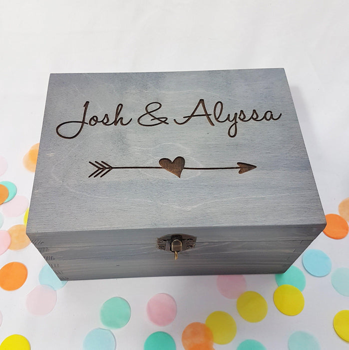 Engraved Couples Photo Keepsake Box - Solid Oak Wedding Memory Box — Make  Memento