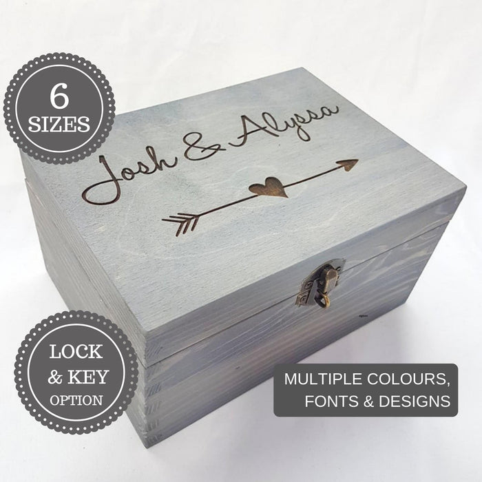 Wooden Wedding Memory Box I Wedding Keepsake Storage Box I Gift for Br —  Make Memento