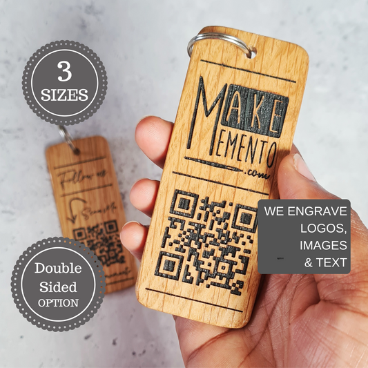 Custom QR Code Keyring I Wooden Scanable Website Keyring I Personalised QR Code Keychain