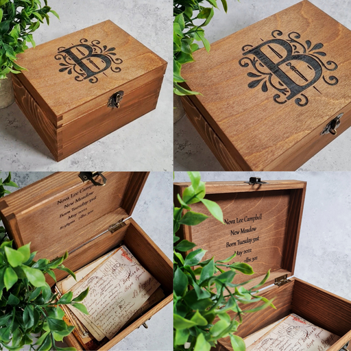 Engraved Large Wooden Boxes Painted Small Personalised Wood Keepsake Gift  Box