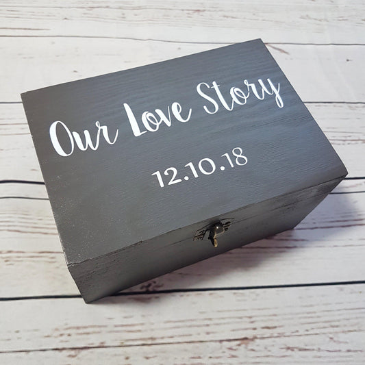 Our Love Story Wooden Anniversary Box I 5th Wedding Anniversary Keepsake Gift