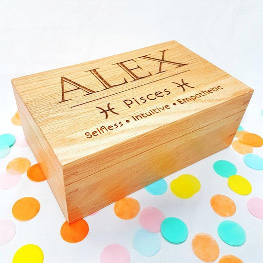 Personalised 21st Birthday Keepsake Box I Zodiac Star Sign Gift