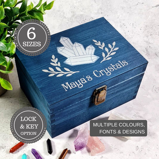 Personalised Crystal Box I Crystal Storage Organiser Box I Rock Collection Box