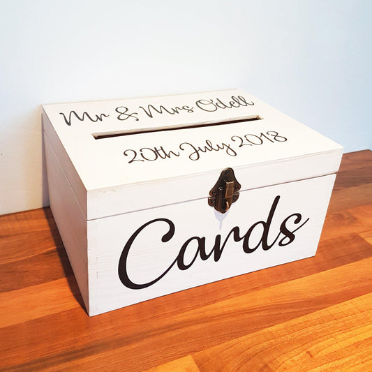 Personalised Wedding Card Box With Slot & Lock