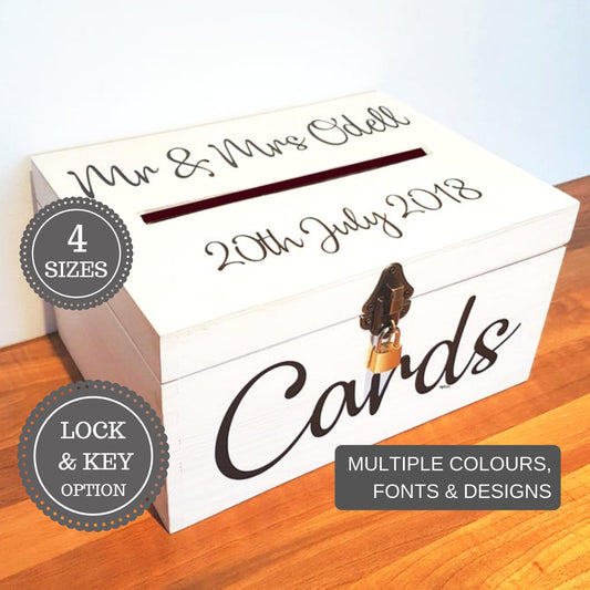 Personalised Wedding Card Box With Slot & Lock